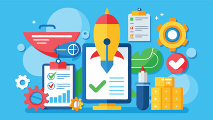 Leinwandbilder - Vector illustration of a professional managing tasks with charts and checklists in an organized workspace