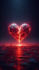 Poster - Shattered Heart Symbol, Glowing Red