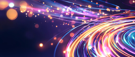 Poster - Vibrant light trails in abstract art digital creation colorful night scene creative motion artistic perspective