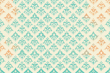Poster - Intricate vector pattern design featuring floral motifs in a soft pink and cream color scheme ideal for textiles or wallpapers