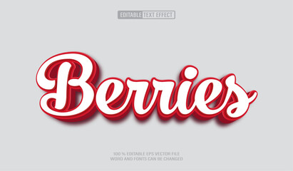 Poster - Editable 3d text style effect - Fruit Berries Design text effect Template