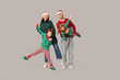 © Pixel-Shot - Happy family in Christmas clothes on grey background