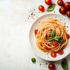 Wall Mural - Spaghetti with tomato sauce, a typical second course.