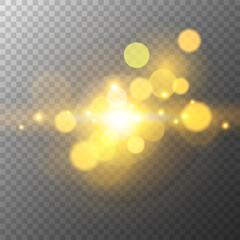 Aufkleber - Bright bokeh sunlight on transparent background. Blurred overlay template. Abstract blur light effect. Vector illustration.