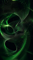 Poster - Abstract Green Waves Intertwining in a Mesmerizing Dance of Light and Shadow, Creating an Ethereal Atmosphere as They Flow Gracefully