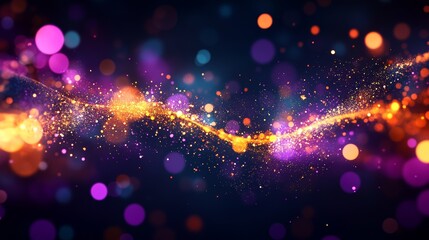 Poster - Colorful Abstract Sparkle Dance Creates a Mesmerizing Display of Light and Energy in a Cosmic-Inspired Scene Full of Vibrant Hues and Shimmering Particles