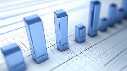 Aufkleber - Blue Transparent Bar Graph on a Light Abstract Background
