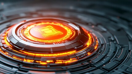 Poster - A glowing, futuristic circular design featuring intricate patterns and an illuminated center, evoking high-tech and digital themes.