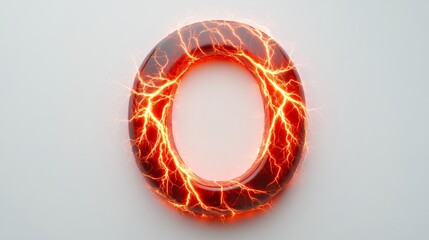 Wall Mural - Glowing electric letter o spreading energy on white background