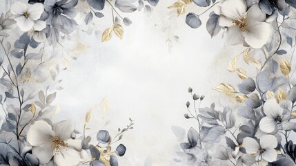 Poster - Elegant floral design background nature digital art soft colors aesthetic serenity