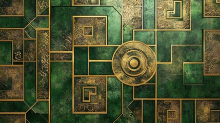 Poster - Intricate geometric design art interior space digital artwork modern aesthetic top-view contemporary style