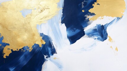 Poster - Abstract oceanic landscape digital art blue and gold palette modern aesthetic contemporary viewpoint