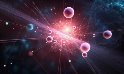 Wall Mural - Abstract representation of cosmic connections and energy in a vibrant, colorful universe.