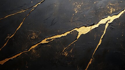 Poster - Dynamic black and gold abstract design art creation modern aesthetic digital environment bold concept