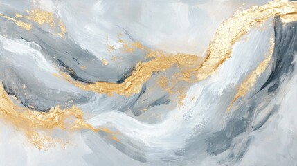 Poster - Abstract art composition with gold accents modern gallery paint on canvas minimalist environment aesthetic perspective