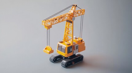 Yellow Crawler Crane Model  Construction Vehicle   D Render