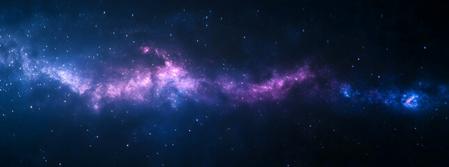 Poster - A panoramic view of the Milky Way galaxy, with stars twinkling in an endless expanse of black space