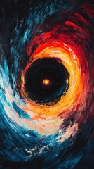 Poster - Awe-inspiring artistic depiction of a black hole swirling in vibrant cosmic colors