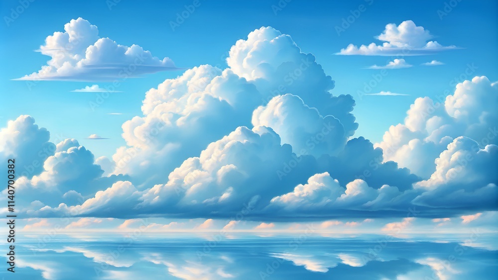 Blue Sky with Fluffy White Clouds - Stunning AI Generated Nature Scene ...