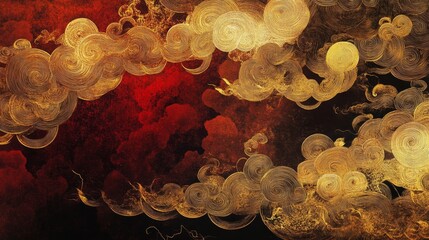 Poster - Dynamic abstract art of swirling clouds digital creation vivid colors atmospheric environment conceptual representation