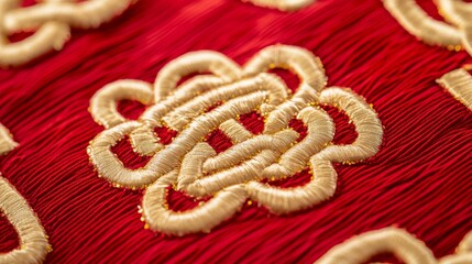 Poster - Intricate embroidery art showcase cultural exhibition textile design vibrant setting close-up perspective craftsmanship concept