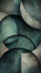 Poster - Overlapping circles create a captivating abstract composition with textured tones and intricate shapes