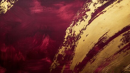 Poster - Dynamic abstract artwork with rich red and gold accents art studio digital painting modern aesthetic close-up creative expression