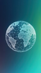 Aufkleber - Wireframe globe design showcasing interconnected continents with a gradient background