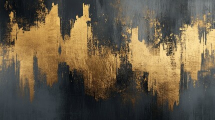 Poster - Golden abstract art piece modern gallery digital artwork contemporary style close-up view luxurious design concept
