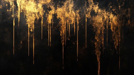 Poster - Ethereal golden smoke drifting abstract art digital medium dark background close-up conceptual expression