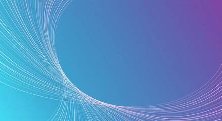 Poster - Illustration Abstract light stripes line pattern. Vector graphic design with blank, empty space on gradient blue color background. Futuristic digital technology for template or banner background