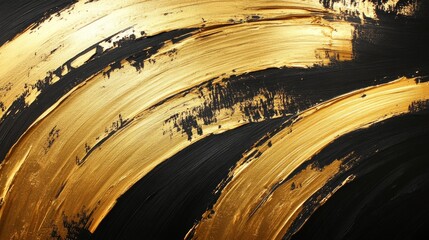 Poster - Dynamic abstract art unveiling golden brush strokes studio visual art creative space close-up artistic expression
