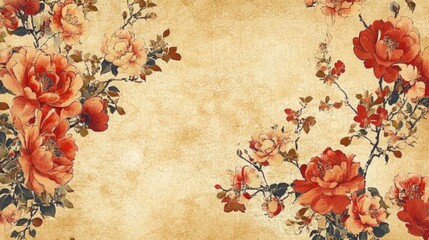 Poster - Vibrant floral design nature digital art warm tones close-up aesthetic beauty