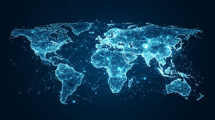 map world animated connections and data streams global business infrastructure technology abstract b
