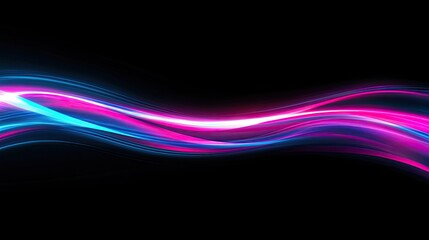 Poster - Dynamic neon wave with vibrant pink and blue glow, smooth curves, motion trail effect, ultra high-resolution, 8K wallpaper