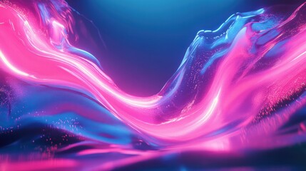 Poster - Dynamic neon wave with vibrant pink and blue glow, smooth curves, motion trail effect, ultra high-resolution, 8K wallpaper