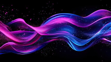 Poster - Dynamic neon wave with vibrant pink and blue glow, smooth curves, motion trail effect, ultra high-resolution, 8K wallpaper