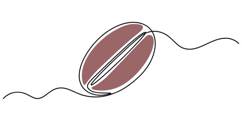 Aufkleber - Coffee Bean Single Line Icon, Continuous one line drawing of coffee beans. One line drawing illustration of roasted coffee beans. International coffee day concept line art. Editable outline, Vertical.