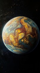Poster - Stunning overhead view of a massive and colorful extraterrestrial landscape in deep space