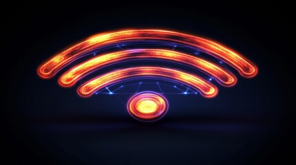 Aufkleber - Abstract Wi-Fi Signal Icon with Neon Glow and Dark Background