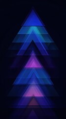 Poster - Layered triangular patterns create a captivating visual experience with vibrant colors against a dark background