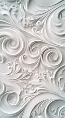 Poster - Elegant light gray paper texture showcasing intricate swirling designs suitable for elegant interior decor and crafts
