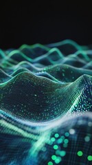Aufkleber - Dynamic flowing digital waves creating a mesmerizing visual pattern in a virtual space