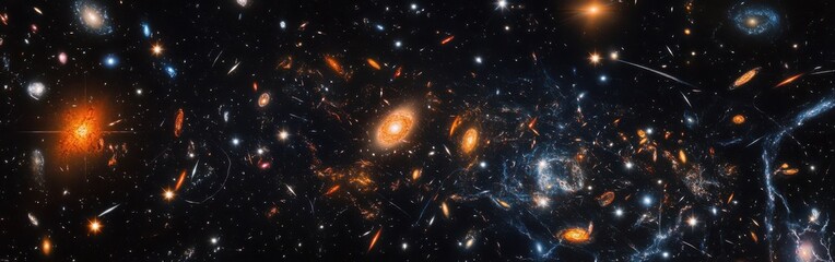 Poster - Exploring the wonders of deep space filled with colorful galaxies and celestial phenomena