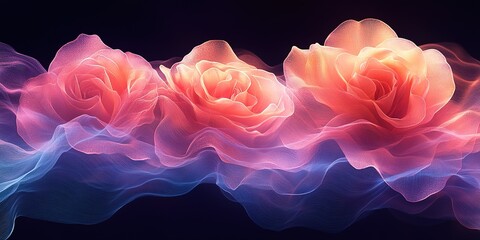 Poster - beautifully blended pastel roses with soft wisps creating an ethereal floral composition
