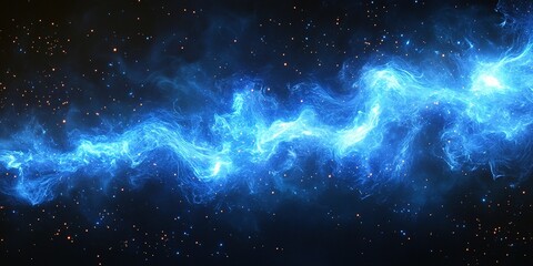 Poster - Vibrant blue cosmic swirl in deep space reveals the beauty of the universe at night