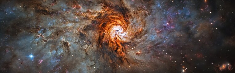Poster - Swirling galaxy captured in stunning detail showcasing vibrant colors and cosmic elements