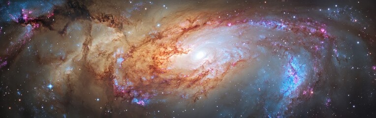 Poster - Swirling galaxy displays vibrant colors and intricate patterns deep in space