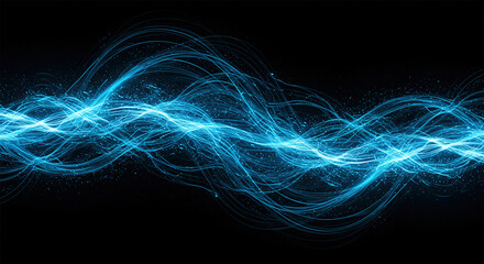Poster - beautiful abstract wave technology background with blue light digital effect corporate concept