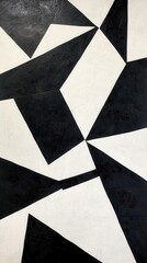 Poster - Bold geometric pattern of sharp angles in contrasting black and white color scheme on a smooth surface